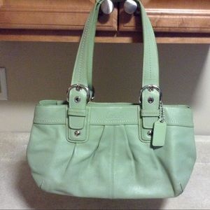 Coach pleated mint green soho tote
